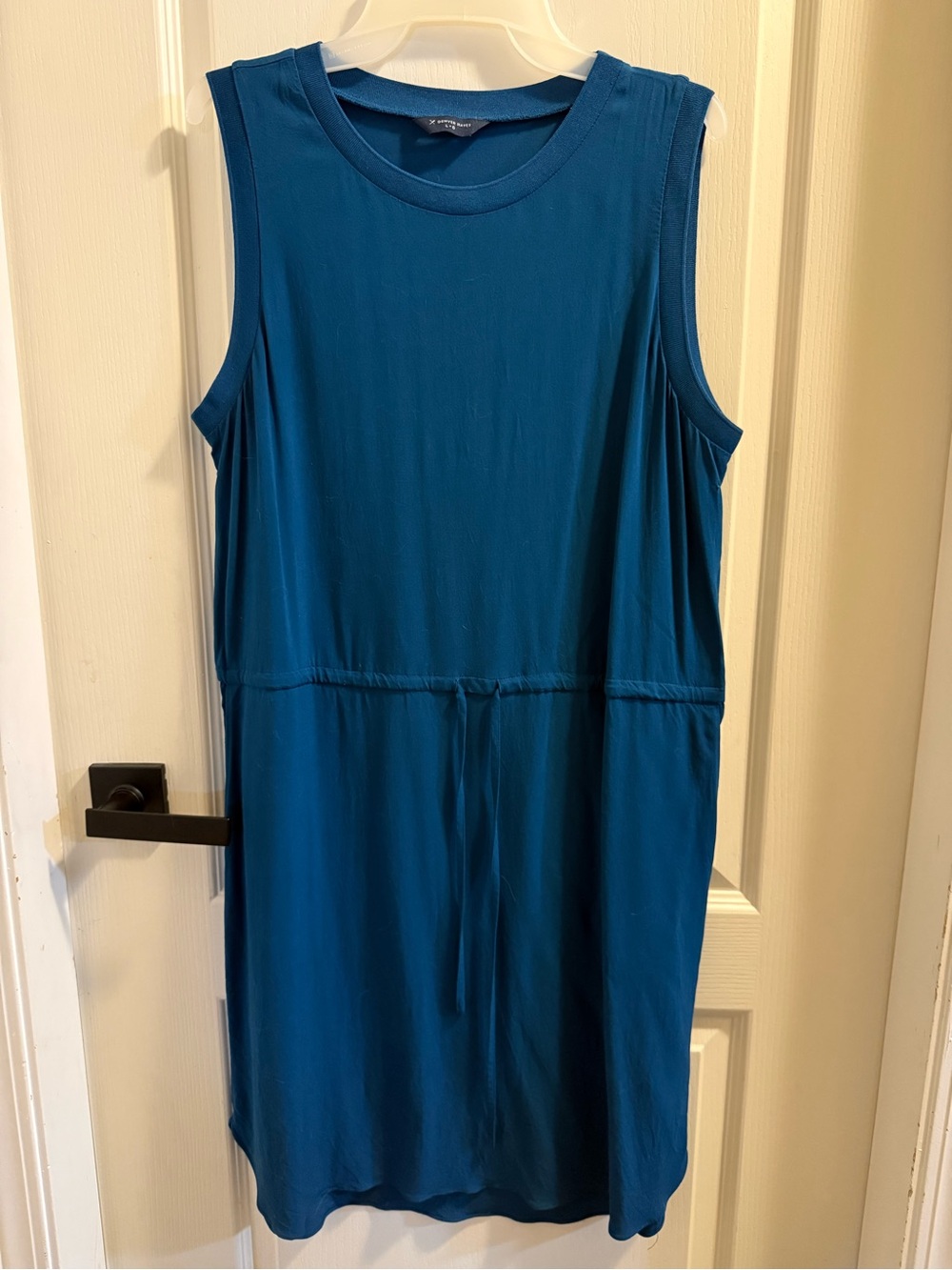 Denver Hayes Teal Sleeveless Midi Dress with Drawstring Waist